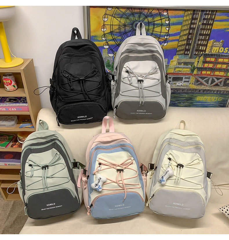 Mountain-Style Outdoor Hiking Backpack for Women, Large Capacity, Unique Design, Lightweight, High-End Gray School Bag for High School Girls