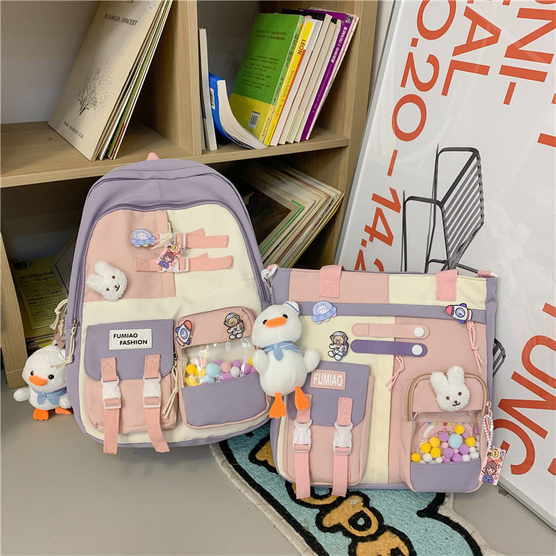 Wholesale New Casual Fashion Korean Style Fresh Color Contrast Backpack Middle School Student Schoolbag Japanese Niche Design Backpack