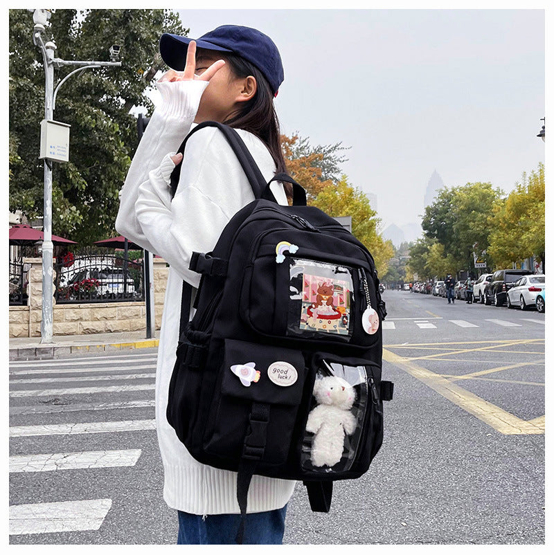 Cute Backpack 2026 New Model Large Capacity Fashionable and Stylish High School Student Schoolbag Female Korean Style Junior High School Student Backpack