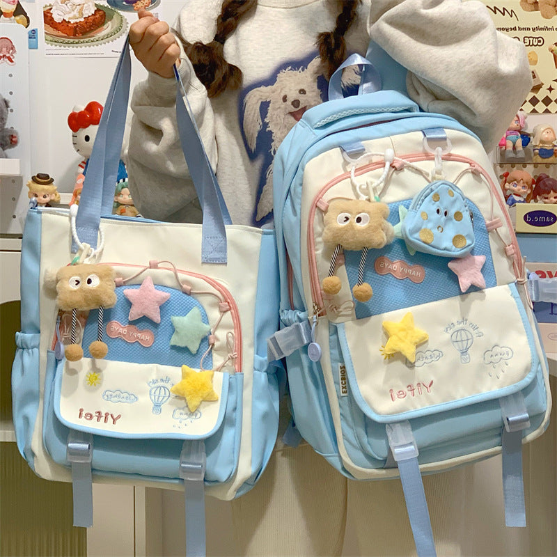 Junior High School Girls' Schoolbag High Color Value Cute Lightweight Large Capacity for Primary School Students and High School Students Backpack for Women