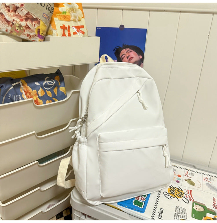 New Large Capacity Primary School Junior High School Students' Casual Schoolbag Japanese Style Fashion Simple Solid Color Travel Backpack