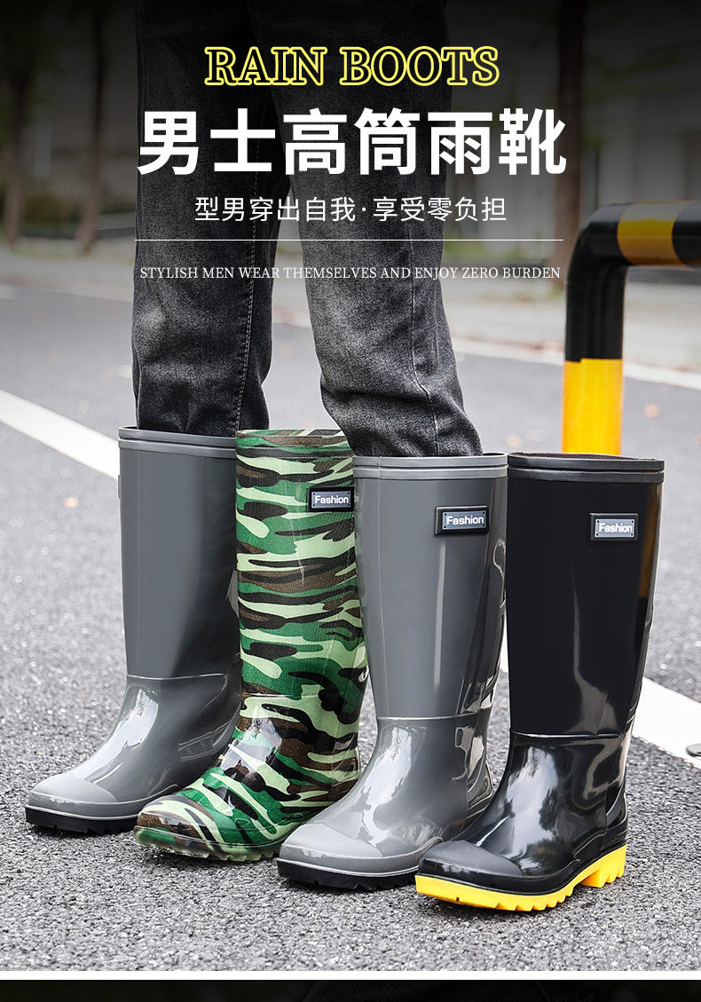 Taobao rain shoes men's beef tendon bottom camouflage waterproof non-slip wear-resistant water shoes fleece-lined warm labor protection shoes explosions wholesale