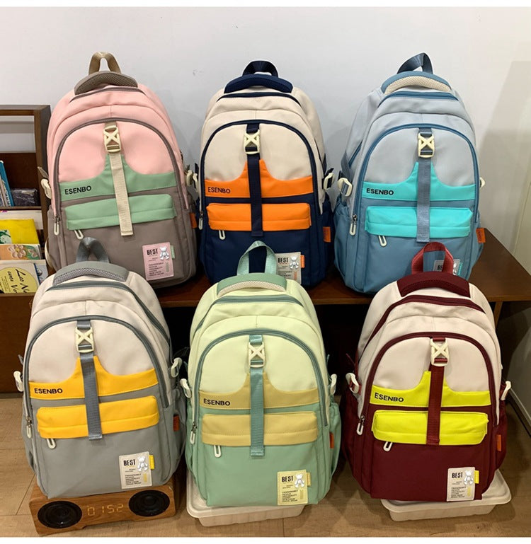 Schoolbag Women's Korean-style Harajuku Backpack Campus Style Junior High School Senior high school Student Schoolbag Simple Fashionable Large Capacity Backpack