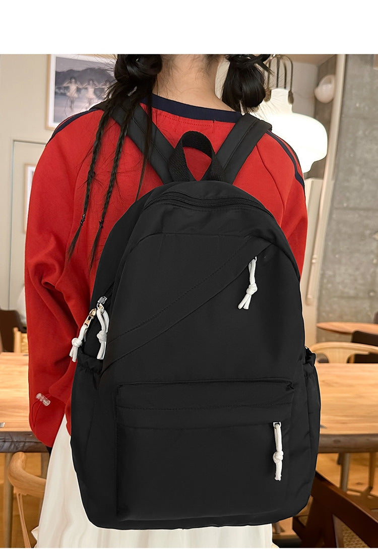 New Large Capacity Primary School Junior High School Students' Casual Schoolbag Japanese Style Fashion Simple Solid Color Travel Backpack