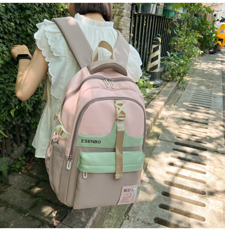 Schoolbag Women's Korean-style Harajuku Backpack Campus Style Junior High School Senior high school Student Schoolbag Simple Fashionable Large Capacity Backpack