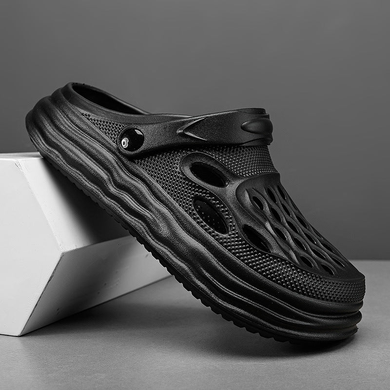 New Style Breathable Thick-soled Hole Shoes Summer Couple's Toe Slippers Driving Non-slip Men's Beach Shoes Outer Wear Sandals
