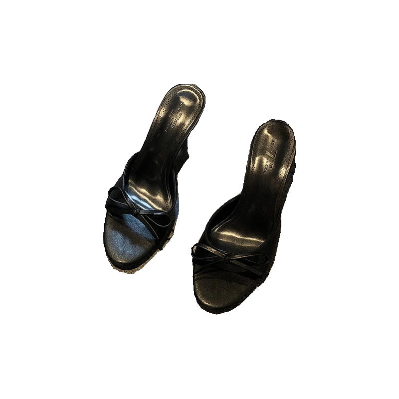 Simple and Sweet Bow-Knot Stiletto Sandals for Women, 2026 Summer New Style, Round-Toe Open-Toe Single-Strap High Heels