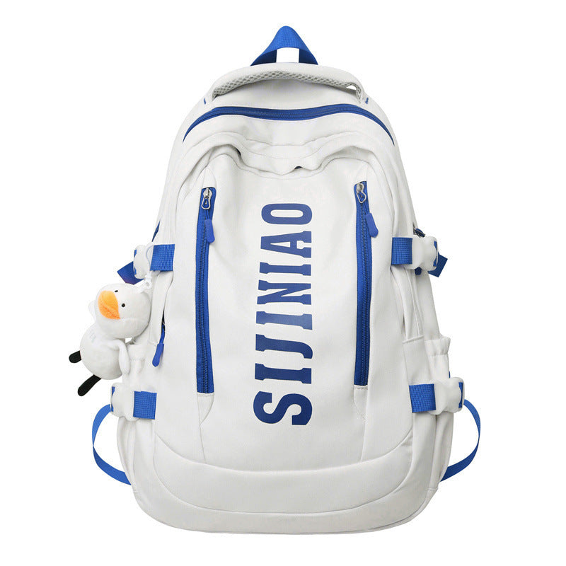 New Backpack Women's Junior Senior high school College Student Schoolbag Large Capacity Casual Couple's Double Back with Pendant for Travel