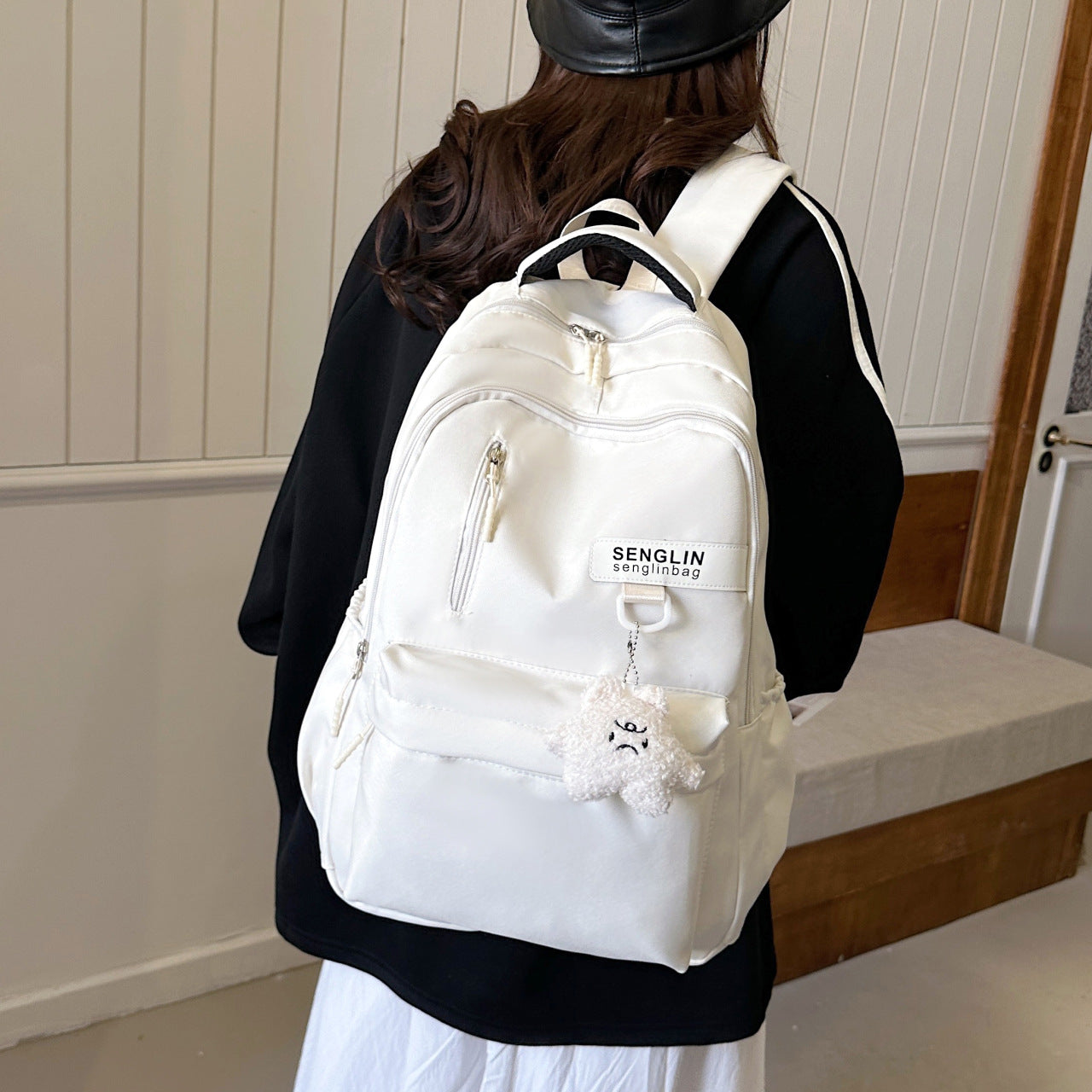 Simple Schoolbags for Boys, College Students, High School Students, Large-Capacity Girls' Backpacks, College Style Korean Fashion Couple Pairs
