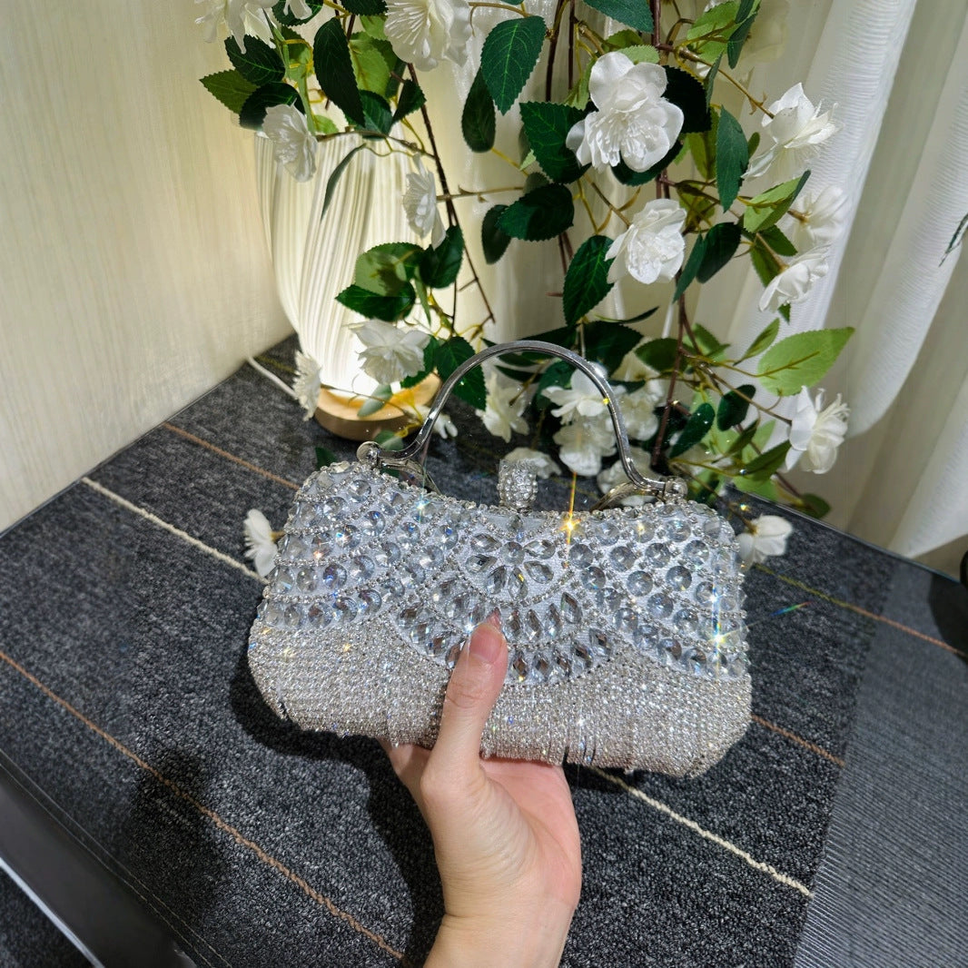 Cross-Border Women's Bags 2025 New European and American Fashion Rhinestone Handbag Ins Internet Celebrity Versatile Chain Evening Bag