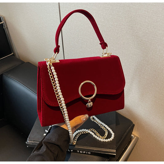 Red High-End Small Bag Women's Bag 2025 New Wedding Wedding Handbag Retro Chain Crossbody Bridal Bag