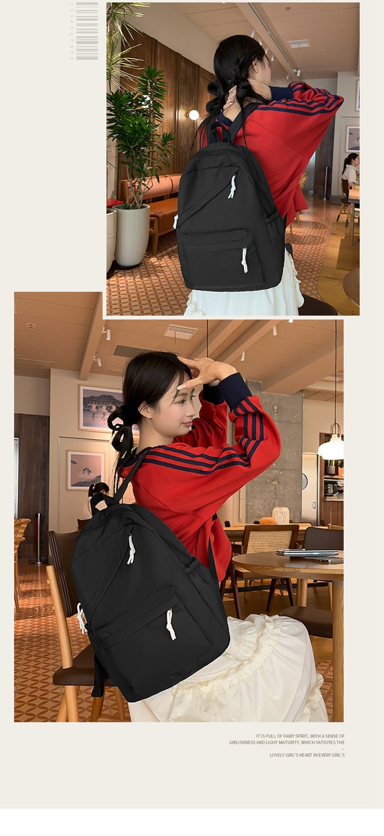 New Large Capacity Primary School Junior High School Students' Casual Schoolbag Japanese Style Fashion Simple Solid Color Travel Backpack
