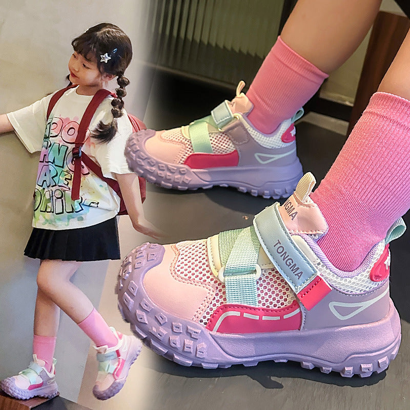 Children's Single Mesh Sports Shoes 2025 Summer New Soft Sole Non-Slip Breathable Fashion Versatile Casual Shoes for Middle and Large Children