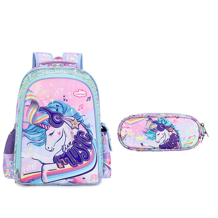 2025 New Primary School Bags for Grades 1, 2, 3 to 6, Burden Reduction and Spine Protection Children's Backpack Unicorn Backpack