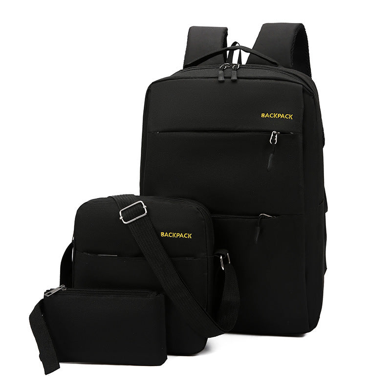 Cross-Border Wholesale Laptop Backpack, Backpack, Casual Three-Piece Gift, Casual School Bag, Men's and Women's Backpack