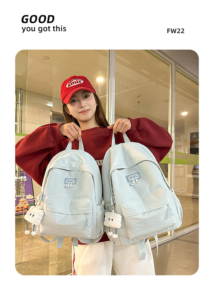 New School Bag Female College Student Large Capacity Backpack Lightweight Simple Short-Distance Travel Backpack High School Student School Bag