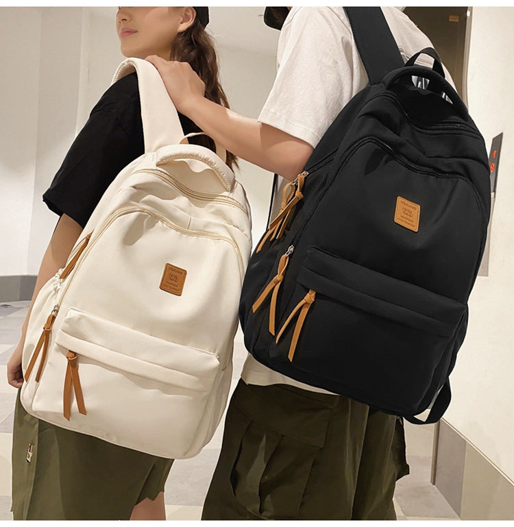 Solid Color Simple Couple's Schoolbag Large Capacity Fashionable All-match Personality Niche Backpack Travel Class Tutoring Backpack