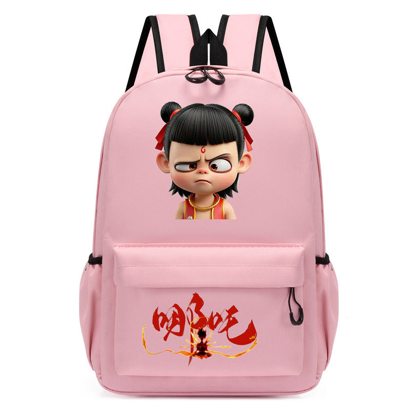 Douyin's New Nezha Cute Printed Kindergarten Girls Pink School Bag Children's Campus Outdoor Backpack