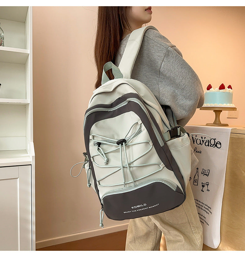 Mountain-Style Outdoor Hiking Backpack for Women, Large Capacity, Unique Design, Lightweight, High-End Gray School Bag for High School Girls
