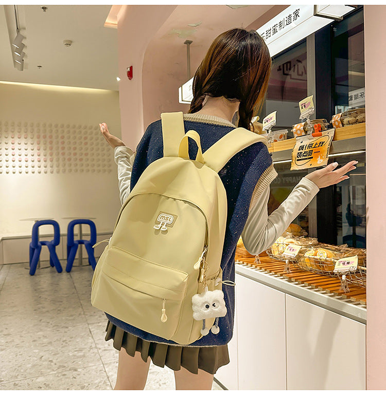 New School Bag Female College Student Large Capacity Backpack Lightweight Simple Short-Distance Travel Backpack High School Student School Bag