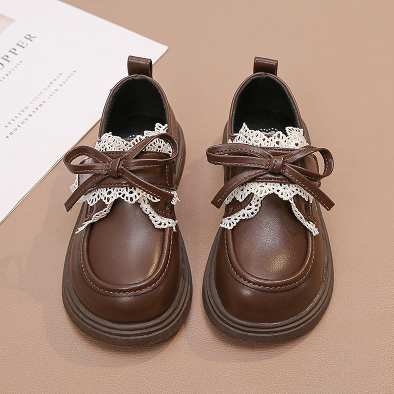Children's Leather Shoes 2024 Autumn and Winter New Girls' Leather British Style Single-layer Shoes Large Children's Soft Sole All-match Fashion Boots