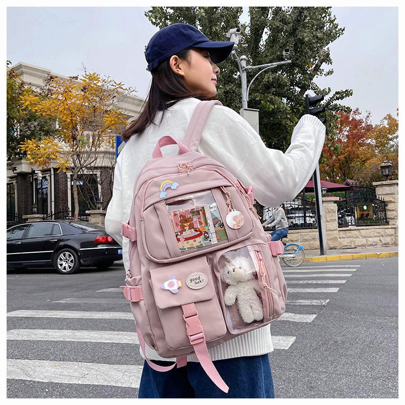 Cute Backpack 2026 New Model Large Capacity Fashionable and Stylish High School Student Schoolbag Female Korean Style Junior High School Student Backpack