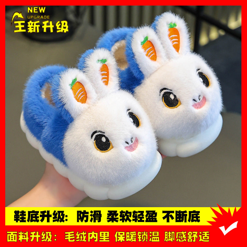 Winter Children's Cotton Slippers Girls' Princess Non-slip Warm Parent-child Large Small and Medium-sized Children's Baby Toddler Bag with Cotton Shoes Winter
