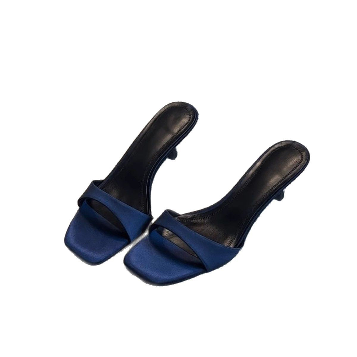 French Minimalist Square-Toe Slip-On Sandals 2026 New Style Open-Toe Stiletto Heel Elegant Sandals Women's High-Heeled Slippers for Outdoor Wear
