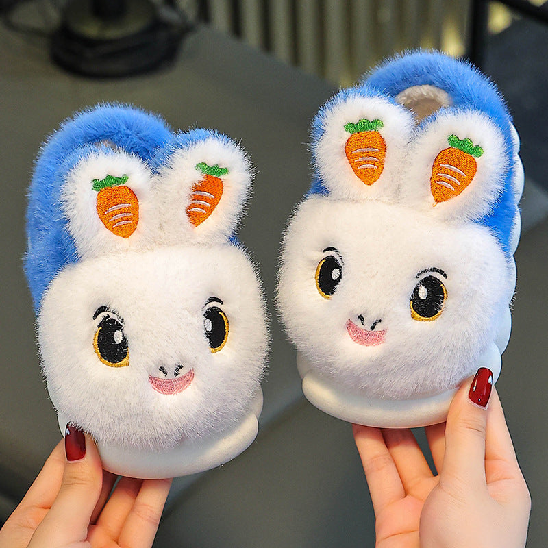Winter Children's Cotton Slippers Girls' Princess Non-slip Warm Parent-child Large Small and Medium-sized Children's Baby Toddler Bag with Cotton Shoes Winter