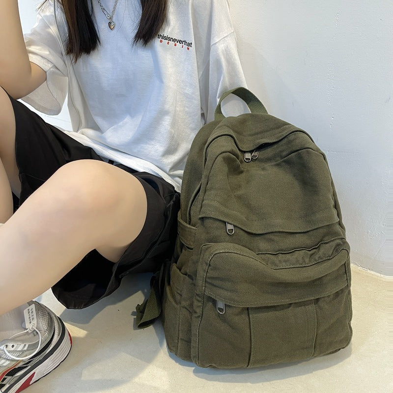 2022 American Senior high school Retro Backpack Antique Washed Canvas Men's and Women's Backpack Old School Student Bag