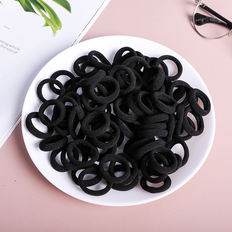 Seamless black hair ring towel ring ladies hair rope base base rubber band leather sleeve children's hair accessories manufacturers direct supply