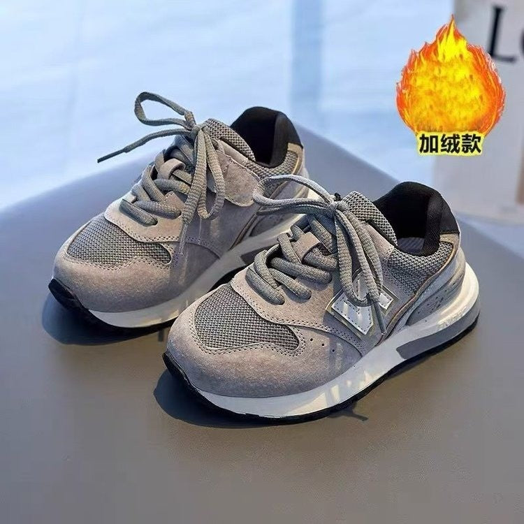 Hong Kong Style 2025 Girls Spring and Autumn Trendy Brand Casual Shoes Fashionable Korean Style Boys sneaker Children Grey Forrest Gump Shoes