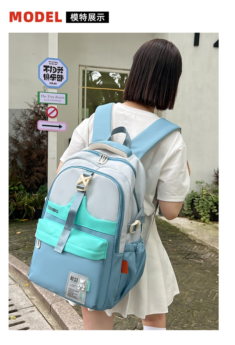 Schoolbag Women's Korean-style Harajuku Backpack Campus Style Junior High School Senior high school Student Schoolbag Simple Fashionable Large Capacity Backpack