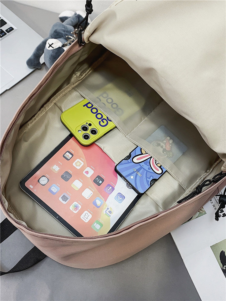 Backpack Men's and Women's Simple Large Capacity Travel Backpack Women's Casual Trendy Cool Junior High School Student Senior high school College Student Schoolbag