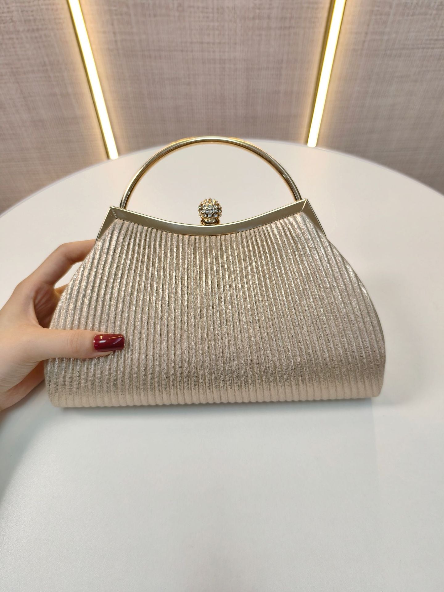 New Evening Bag, Banquet Bag, Diamond Dress Bag, Pleated Handbag, Cheongsam Evening Bag, Princess Bag, Ktv Handbag