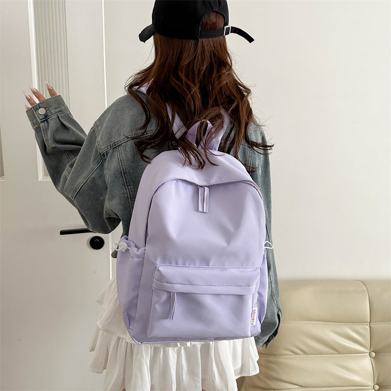 Large-Capacity Japanese-Style Simple Campus Backpack Korean Style College Style Solid Color Student Backpack Casual Bag Travel Bag