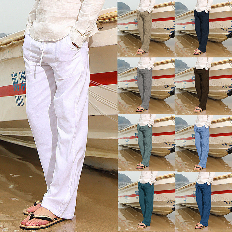 2021 independent station best selling men's linen casual multi-pocket trousers (a large number of spot) factory direct sales