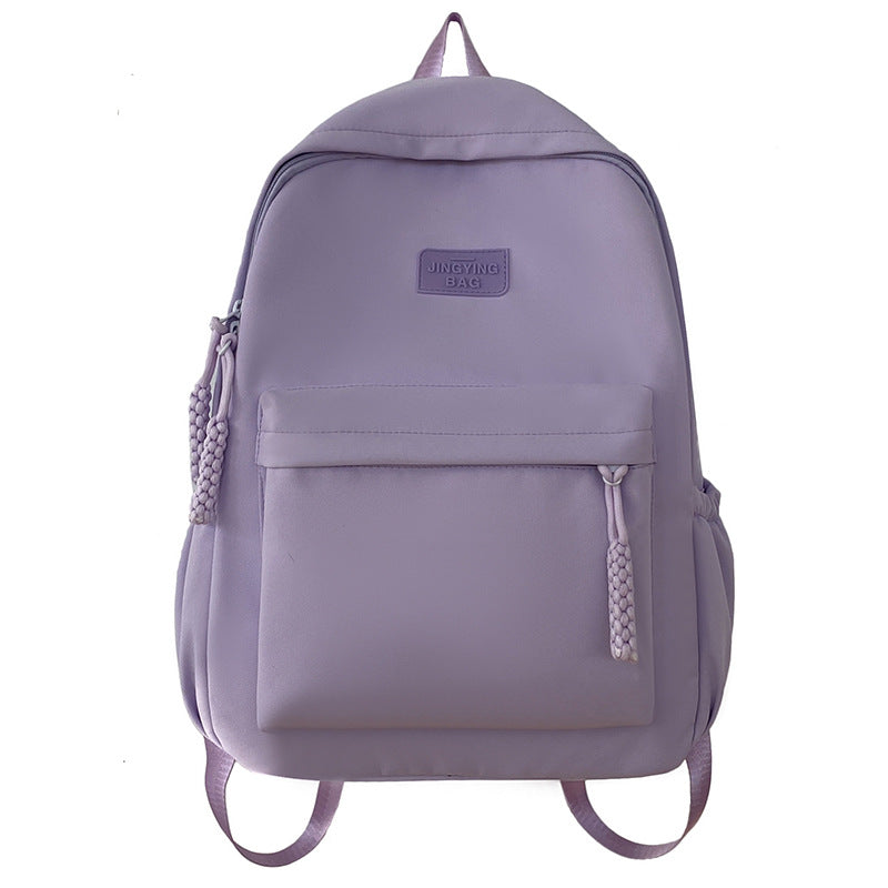 Schoolbag Women's 2024 New Large Capacity High School Student Backpack Solid Color Simple All-match Women's Bag Class Student Backpack