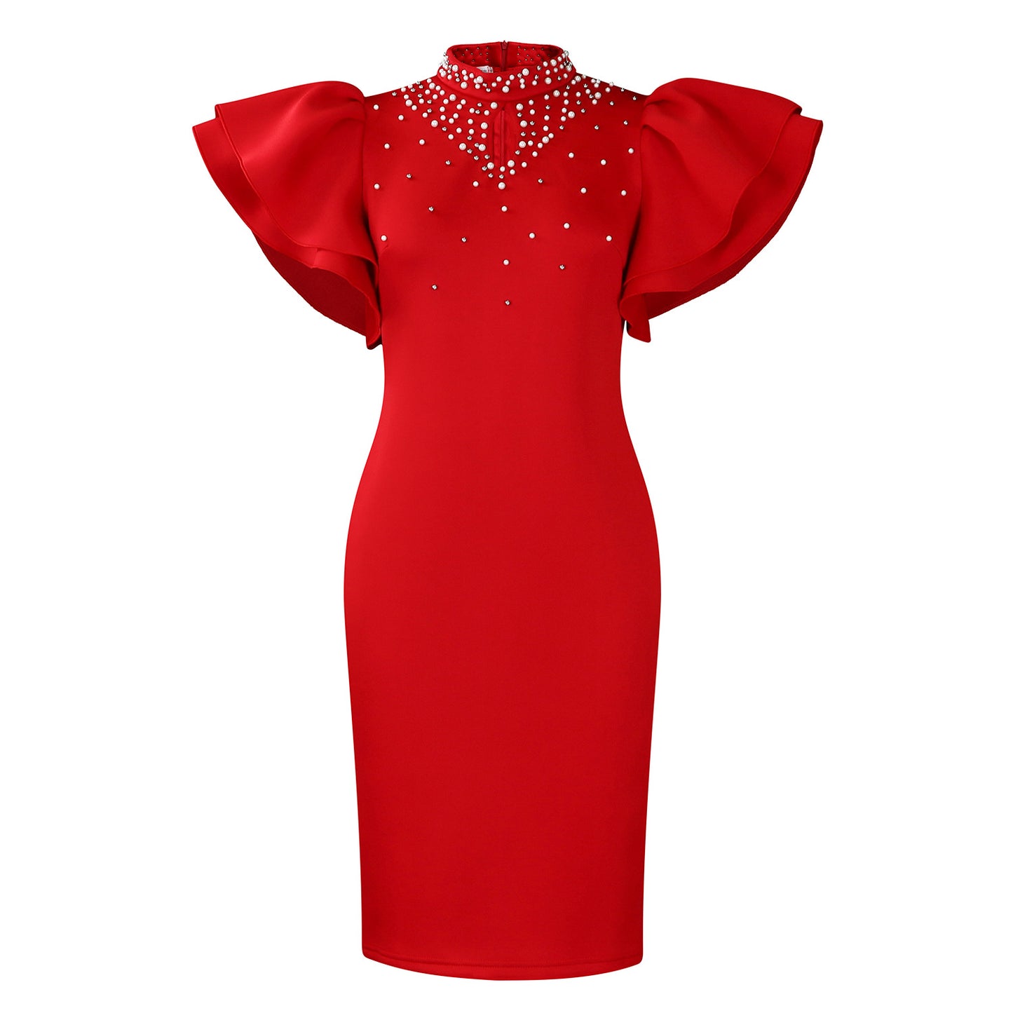 D560 Export Women's Clothing 2026 New Fashion Sexy Ruffle Sleeve Beaded Party Evening Dress African Dress