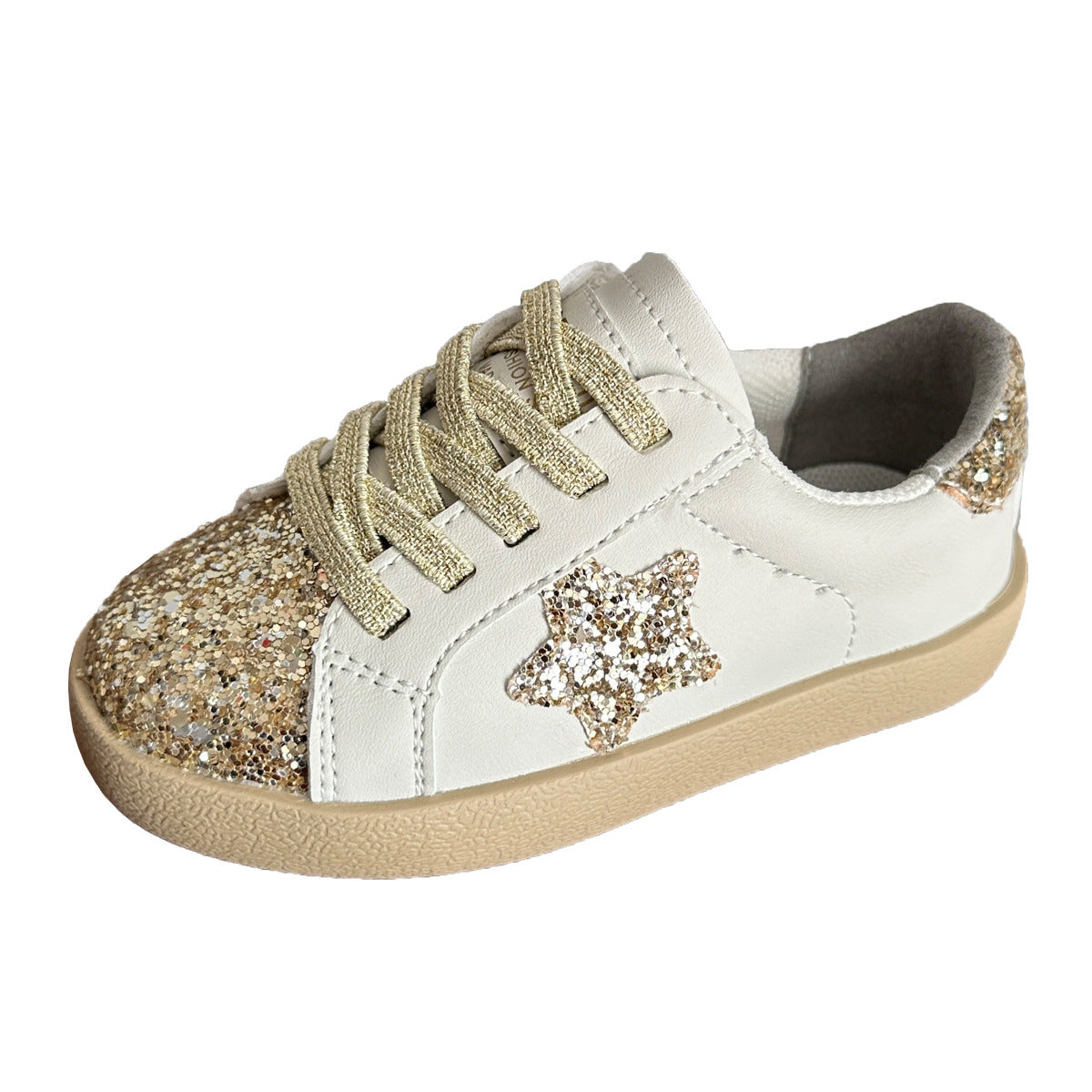 Girls' Board Shoes 2025 Spring Children's Sequin Star Shoes Children's 1-6 Years Old Baby Soft Sole Toddler Shoes Casual Shoes