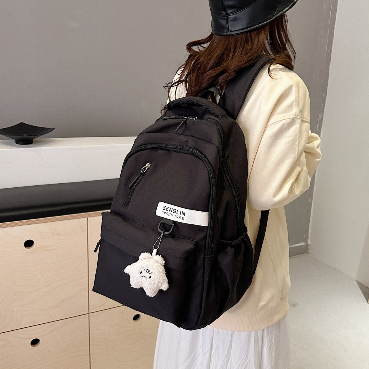 Simple Schoolbags for Boys, College Students, High School Students, Large-Capacity Girls' Backpacks, College Style Korean Fashion Couple Pairs