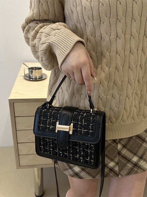 Chanel Style Woven Bag 2024 New Style Small Square Bag Winter Women's All-match Niche Crossbody Handbag Elegant Women