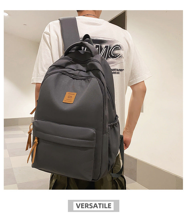 Solid Color Simple Couple's Schoolbag Large Capacity Fashionable All-match Personality Niche Backpack Travel Class Tutoring Backpack