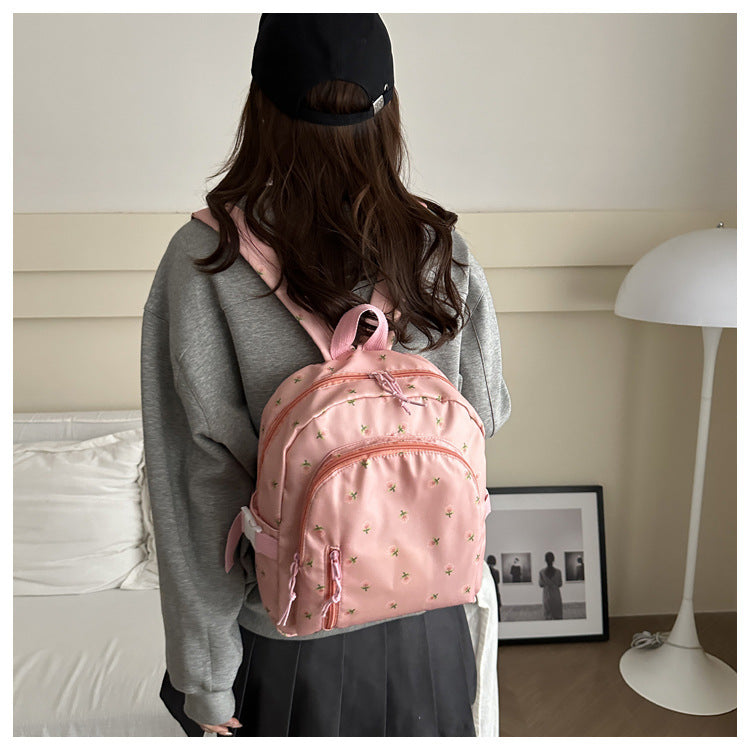 Fashionable and Simple Printed Backpack, Trendy and Trendy, Lightweight, Large-Capacity, Personalized School Bag for Middle School Students, Women's Backpack