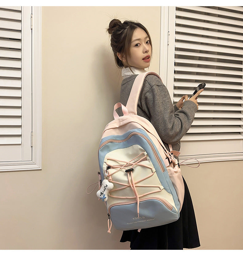 Mountain-Style Outdoor Hiking Backpack for Women, Large Capacity, Unique Design, Lightweight, High-End Gray School Bag for High School Girls