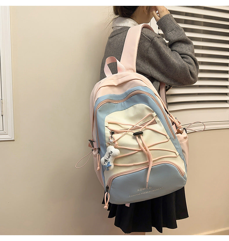 Mountain-Style Outdoor Hiking Backpack for Women, Large Capacity, Unique Design, Lightweight, High-End Gray School Bag for High School Girls