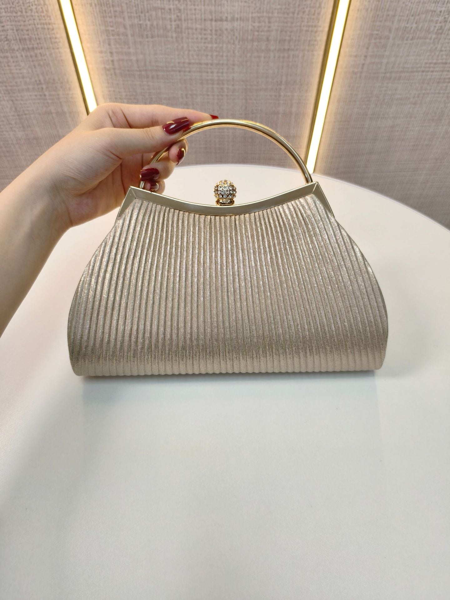 New Evening Bag, Banquet Bag, Diamond Dress Bag, Pleated Handbag, Cheongsam Evening Bag, Princess Bag, Ktv Handbag