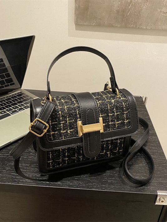Chanel Style Woven Bag 2024 New Style Small Square Bag Winter Women's All-match Niche Crossbody Handbag Elegant Women