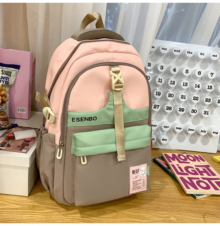 Schoolbag Women's Korean-style Harajuku Backpack Campus Style Junior High School Senior high school Student Schoolbag Simple Fashionable Large Capacity Backpack