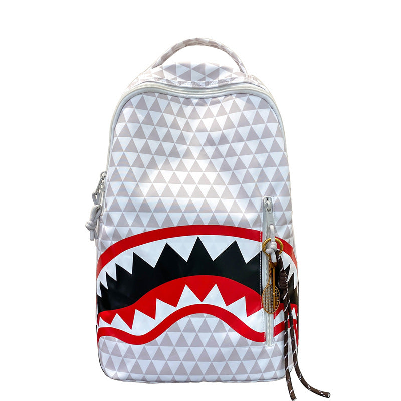 Men's Niche Fashion Plaid Shark Bag Backpack Student School Bag Large Capacity Street Backpack Travel Bag Wholesale